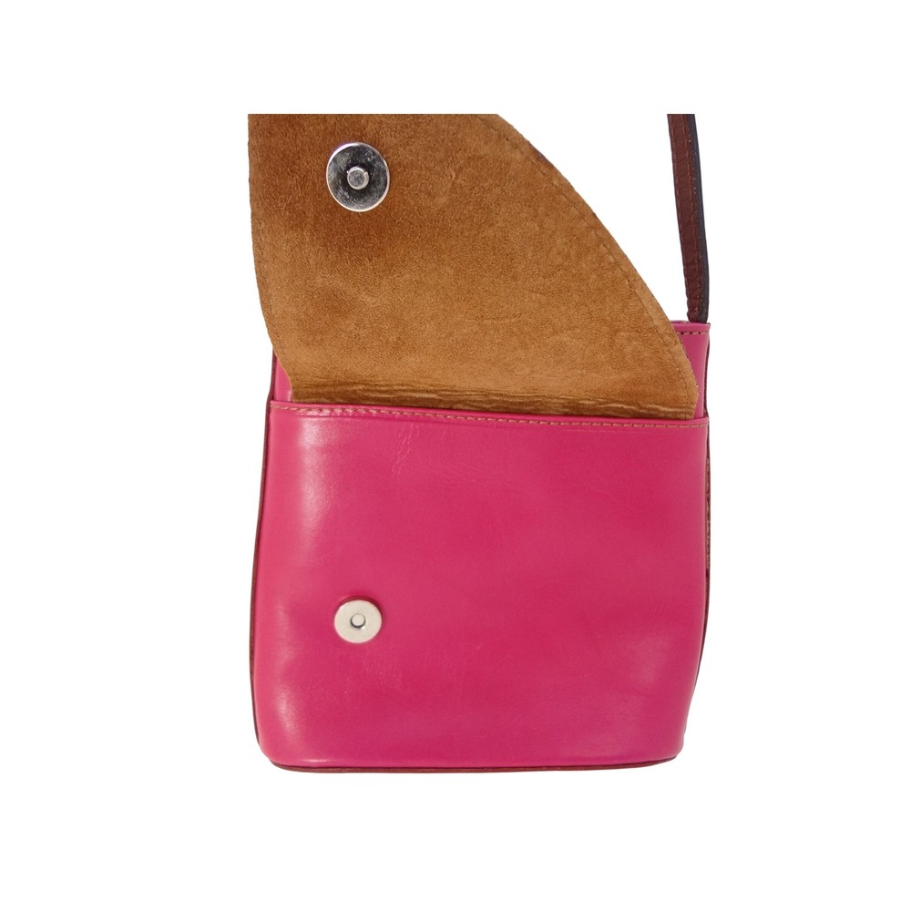 Vera Pelle Crossbody Bag Womens Small Pink Brown Excellent Italian Leather - Picture 4 of 6